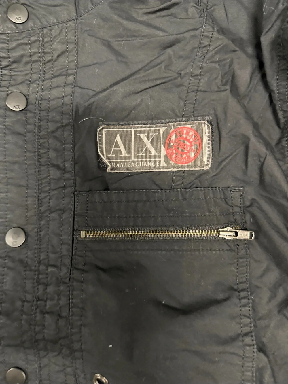 Armani Exchange Black Jacket with Red Logo Patch - Picture 2 of 3
